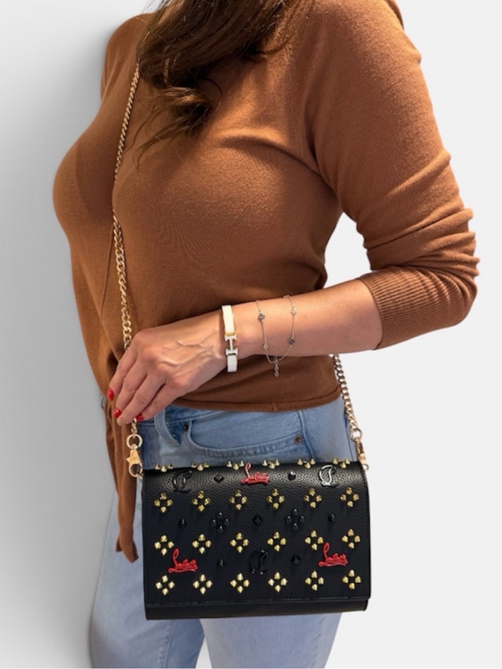 Christian Louboutin Black Studded Crossbody Bag